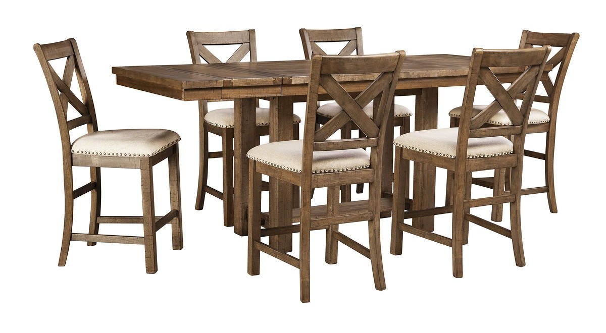 Moriville - Rectangular Dining Table Set - Counter Height 6 Piece Dining Room Sets by Signature Design by Ashley® - Walls Furniture & Mattress