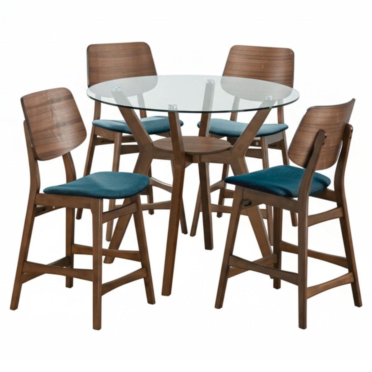 Oscar - Round Glass Counter Table Set 5 Piece Dining Room Sets by New Classic - Walls Furniture & Mattress