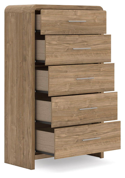 Gramburg - Five Drawer Chest - Warm Natural Brown Accent Chests by Signature Design by Ashley® - Walls Furniture & Mattress