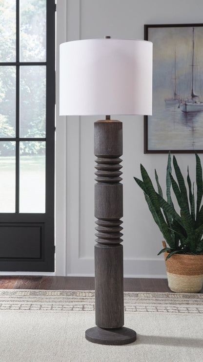 Fainwell - Poly Floor Lamp - Distressed Black Floor Lamps by Signature Design by Ashley® - Walls Furniture & Mattress
