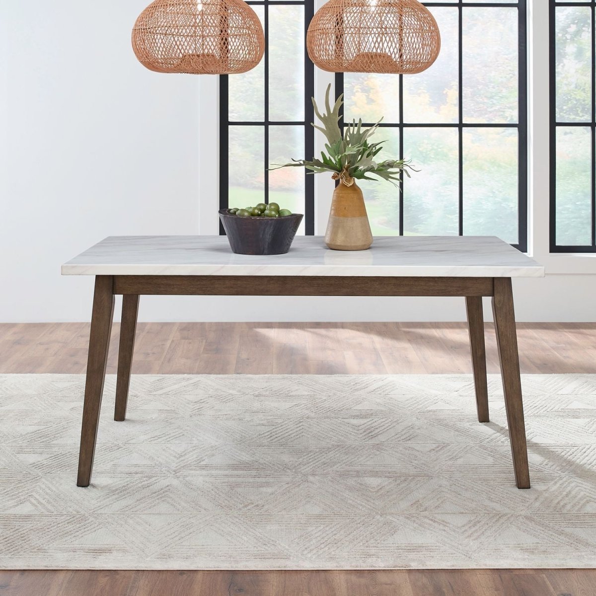 Edison - Rectangular Leg Table With Faux Marble Top - Brownstone Dining Tables by Liberty Furniture - Walls Furniture & Mattress