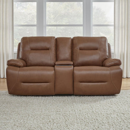 Cameron - Loveseat With Console P3 & ZG - Saddle - Dakota Saddle Leather Reclining Loveseats by Liberty Furniture - Walls Furniture & Mattress