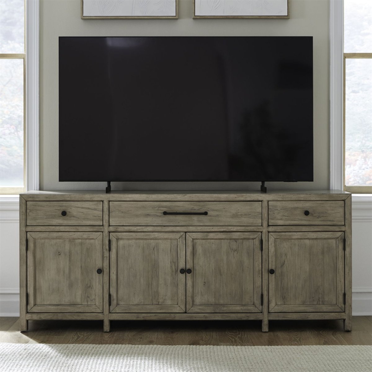 Proximity Place - 82" TV Console - Barley Buff TV Stands by Liberty Furniture - Walls Furniture & Mattress