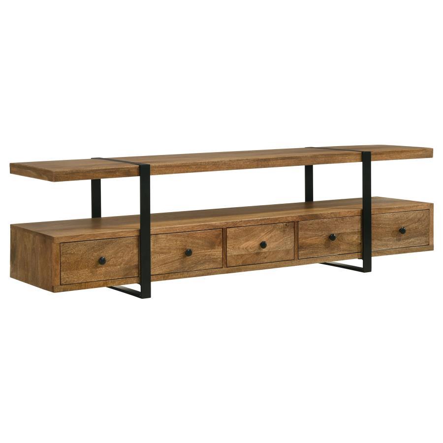 Otto - 5 - Drawer Mango Wood TV Stand Media Console - Brown TV Stands by Coaster Fine Furniture - Walls Furniture & Mattress
