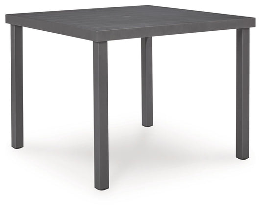 Rocky Creek - Square Dining Table With Umbrella Option - Gray Dining Tables by Signature Design by Ashley® - Walls Furniture & Mattress
