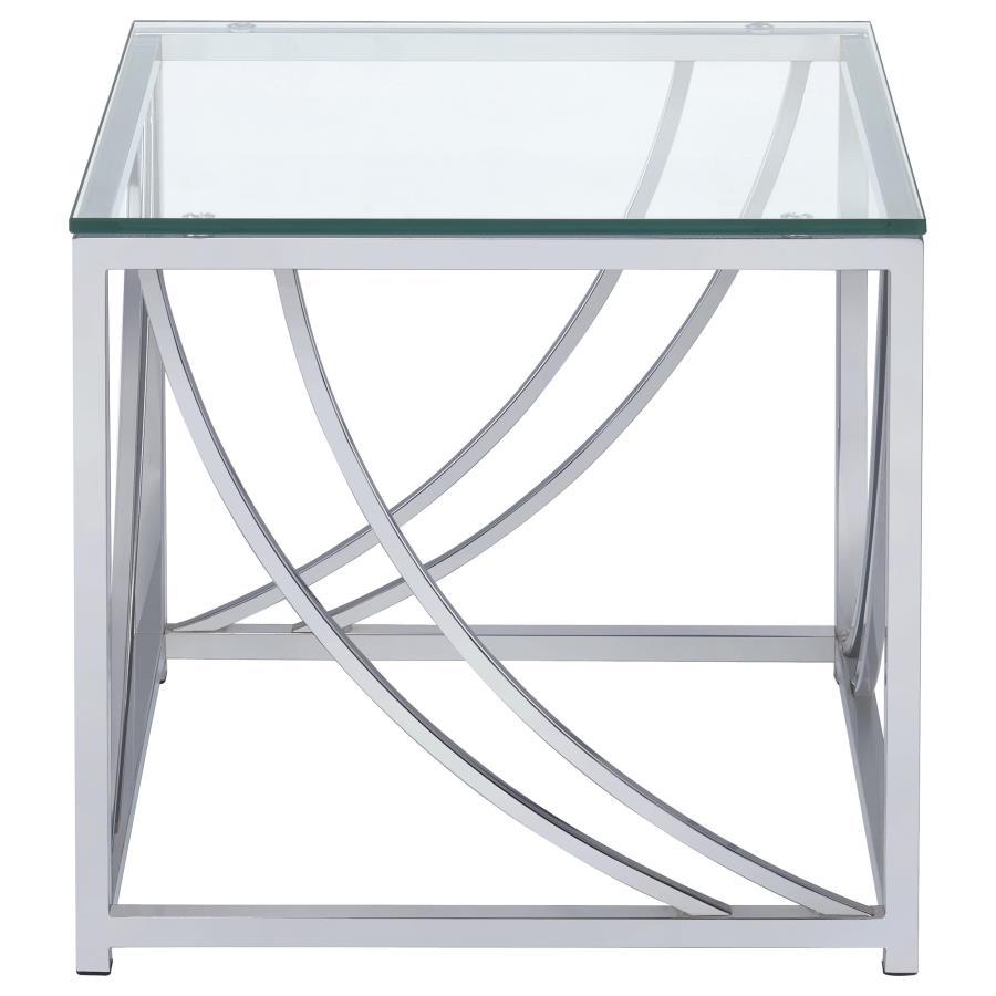 Lille - 2 Piece Glass Top Coffee And End Table Set - Chrome Table Sets by Coaster Fine Furniture - Walls Furniture & Mattress