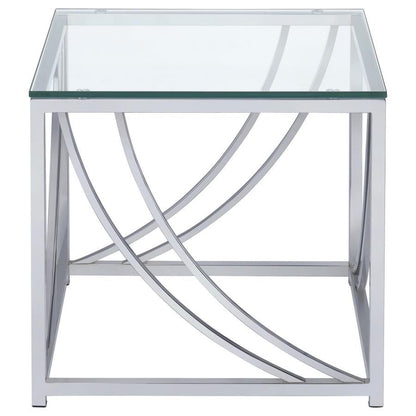 Lille - 2 Piece Glass Top Coffee And End Table Set - Chrome Table Sets by Coaster Fine Furniture - Walls Furniture & Mattress
