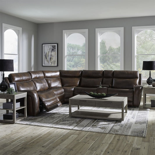 Blair - 6 Piece Sectional - Cognac Reclining Sectionals by Liberty Furniture - Walls Furniture & Mattress