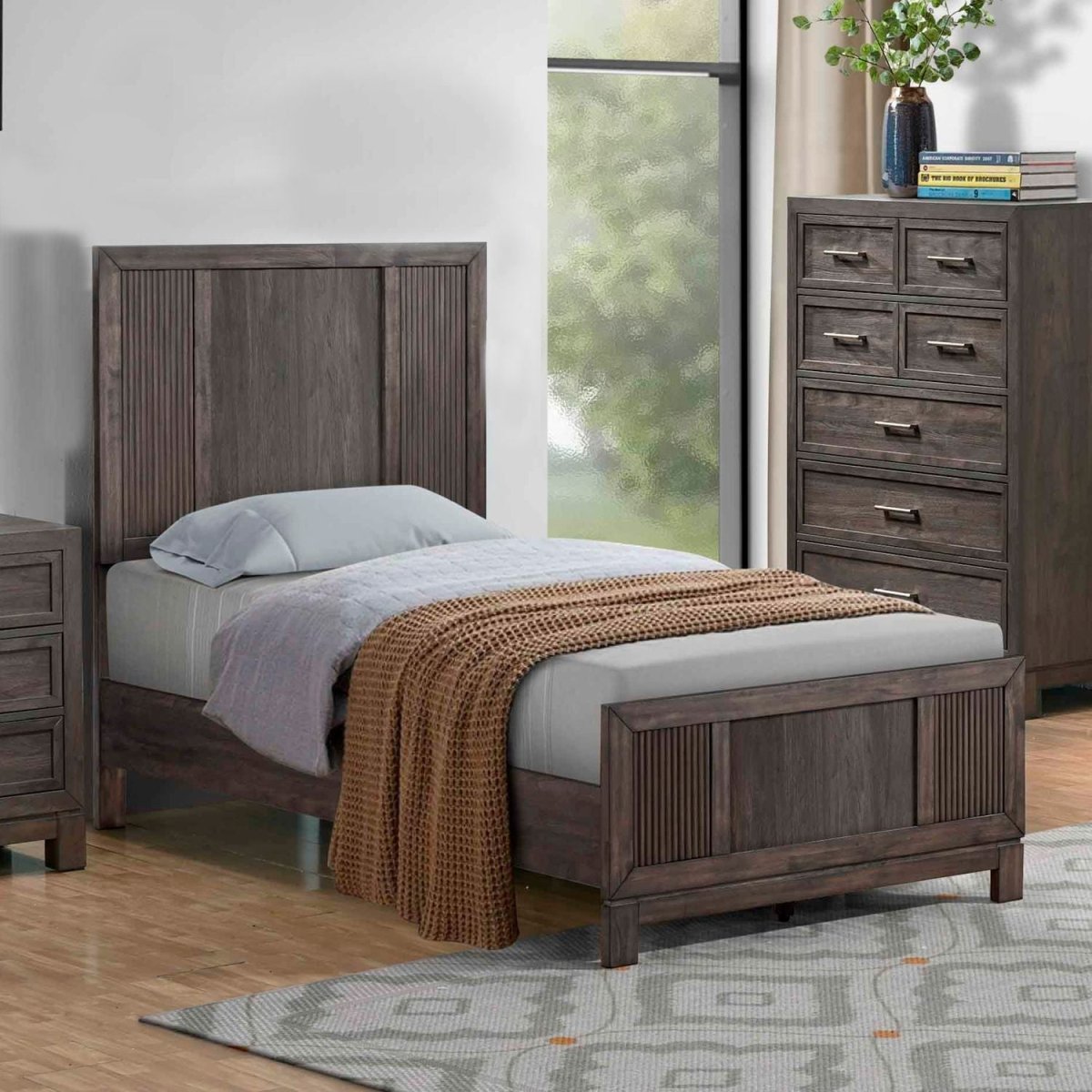 Modern Edge - Twin Panel Bed - Caffe Panel Beds by Liberty Furniture - Walls Furniture & Mattress
