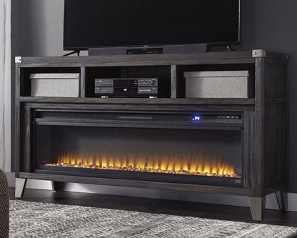 Todoe - 2 Pc. - 65" TV Stand With Wide Fireplace Insert - Gray Fireplace TV Stands by Signature Design by Ashley® - Walls Furniture & Mattress