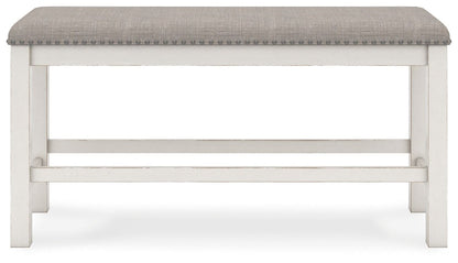 Robbinsdale - Dbl Counter Height Upholstered Dining Bench - Antique White Counter Benches by Signature Design by Ashley® - Walls Furniture & Mattress