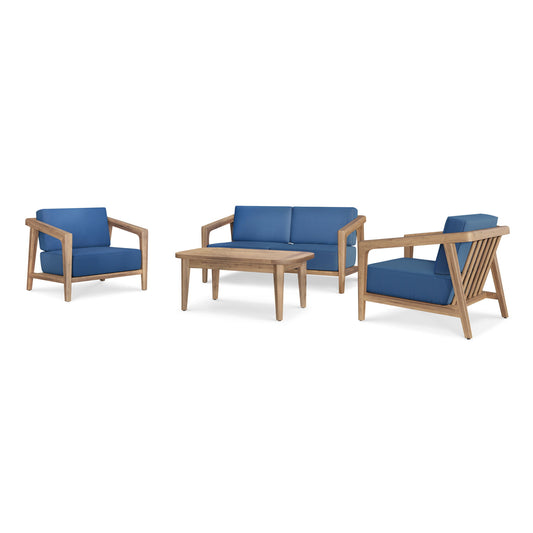 Bali - 4 Piece Set - Loveseat, 2 Chairs, Coffee Table - Dark Blue