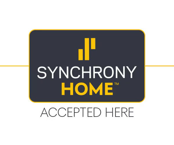 Synchrony Home logo on a black background with text 'Accepted Here'.